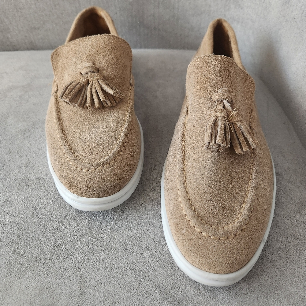 Marc Joseph Loafers Women's 11 Beige Suede Belle Tassel Preppy Old Money New$155